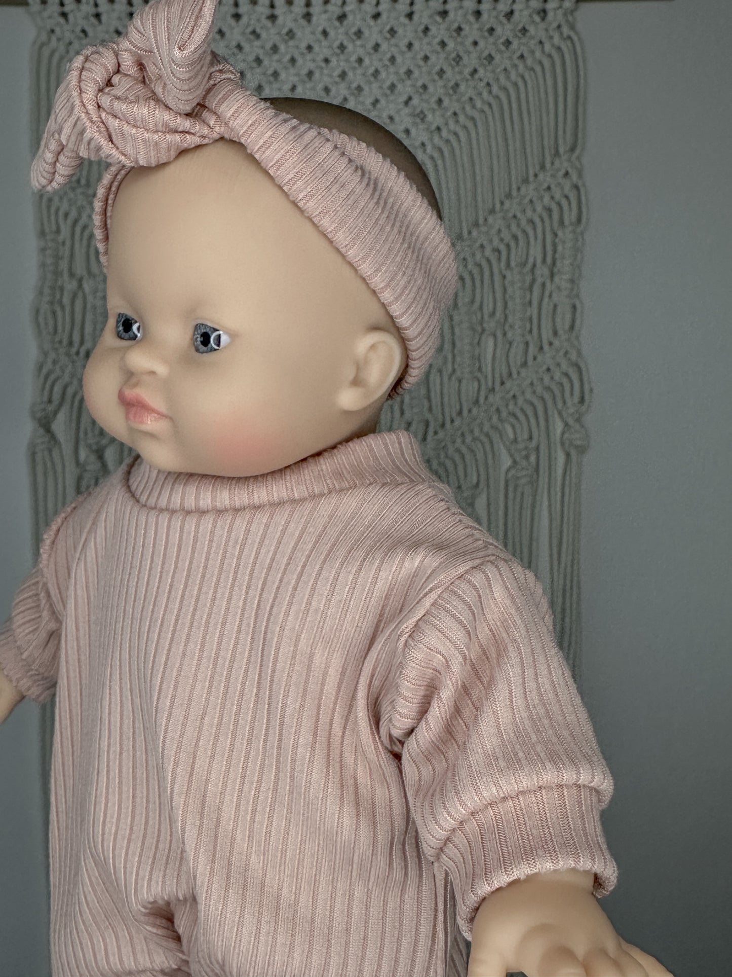 Soft Body Minikane Doll Dusty Pink Sleeper + Headband Set