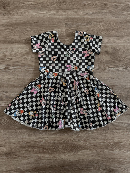 Mickey & Friends Checkered Dress- short sleeves