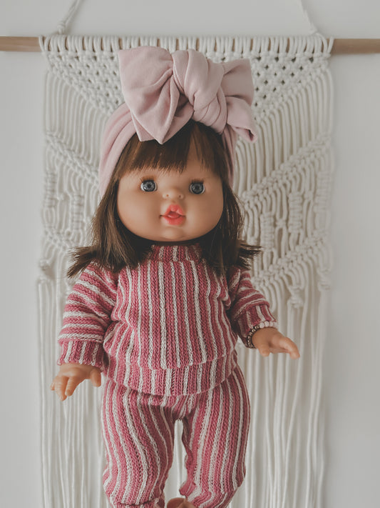 Minikane Doll Valentines Pink Striped Knitted Long Set