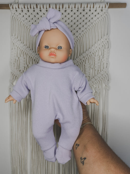 Soft Body Minikane Doll Purple Sleeper + Headband Set