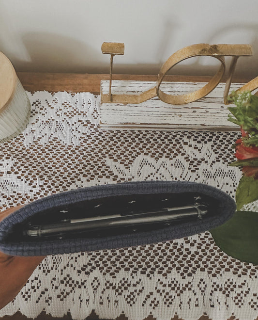 Navy Organic + Cross Inner Fabric Kindle Sleeve | Kindle Pouch | Padded E-Reader Cover| Kindle Paperwhite & Colorsoft Sleeve|Book Lover Gift