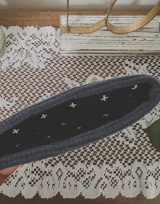 Navy Cross Fabric Kindle Sleeve | Kindle Pouch | Padded E-Reader Cover| Kindle Paperwhite & Colorsoft Sleeve| Bookish Gift for Readers