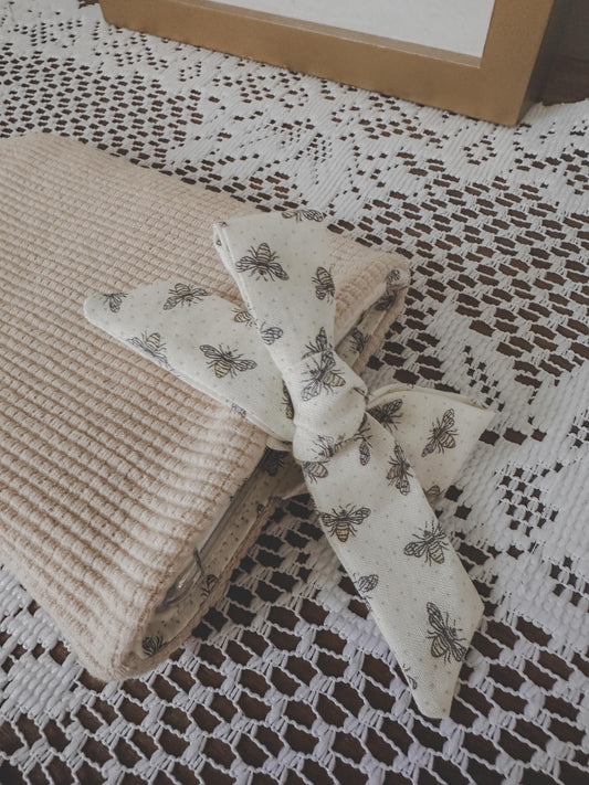 Beige Bees Fabric Kindle Sleeve with tie| Kindle Pouch | Padded E-Reader Cover| Kindle Paperwhite & Colorsoft Sleeve|Book Lover Gift