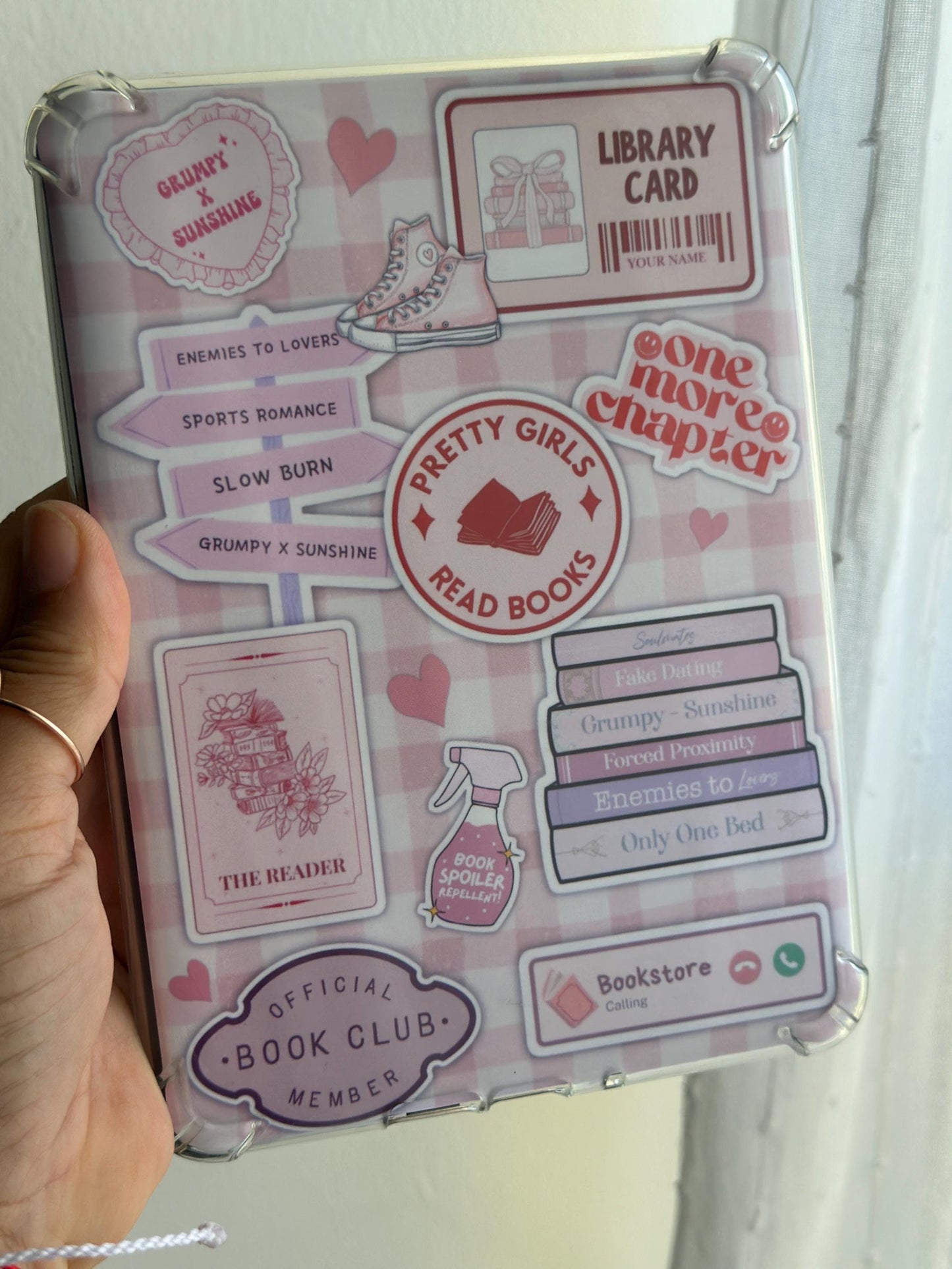 Girly Pink Bookish Kindle Case Insert | E-reader Accessories | Coquette E-book | Bookish | Reader | Books