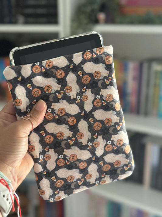 Spooky Ghosts + Candy Corn E-Reader Pouch | Kewpie Doll | Halloween Kindle Sleeve  | Paperwhite Case | Book Lover Gift