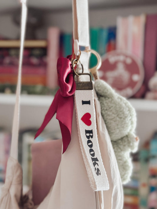 I Love Books Wristlet Keychain